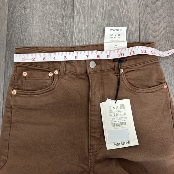 Pull&Bear Brown Flare High Rise Cotton Jeans Size 4 NWT - Picture 6 of 9